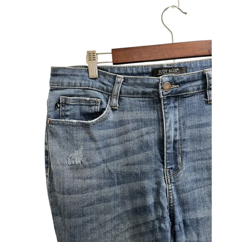 Judy Blue Women's Size 15/32 Mid Rise Bootcut Fit Fringe Hem Denim Jeans